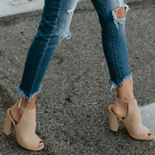 Pantofi dama din piele intoarsa primavara-vara model semideschis