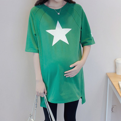 Tricou lung cu aplicare in doua culori pentru gravide