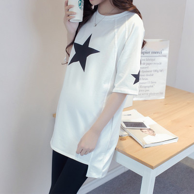 Tricou lung cu aplicare in doua culori pentru gravide