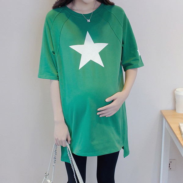 Tricou lung cu aplicare in doua culori pentru gravide