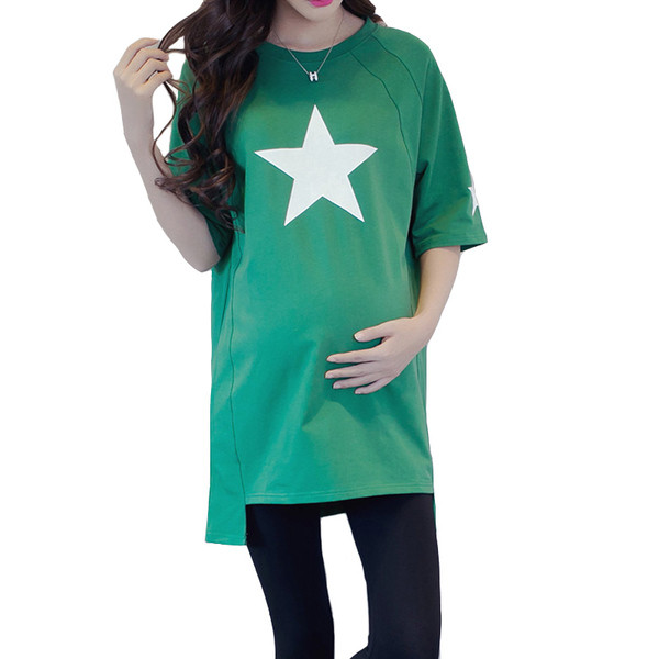 Tricou lung cu aplicare in doua culori pentru gravide