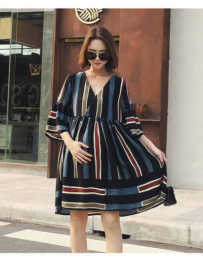 Rochie eleganta pentru gravide cu decolteu in V si maneci 3/4