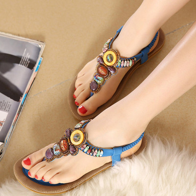Модерни дамски сандали с камъни в няколко цвята