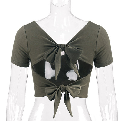 Γυναικεία μοντέρνα  μπλούζα με κορδέλες σε δύο χρώματα