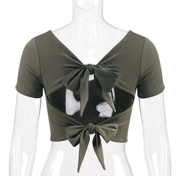 Γυναικεία μοντέρνα  μπλούζα με κορδέλες σε δύο χρώματα