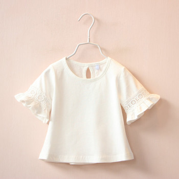 Παιδική μπλούζα για παιδιά σε λευκό και ροζ με δαντέλα