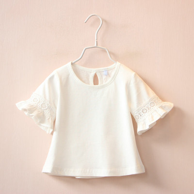 Παιδική μπλούζα για παιδιά σε λευκό και ροζ με δαντέλα