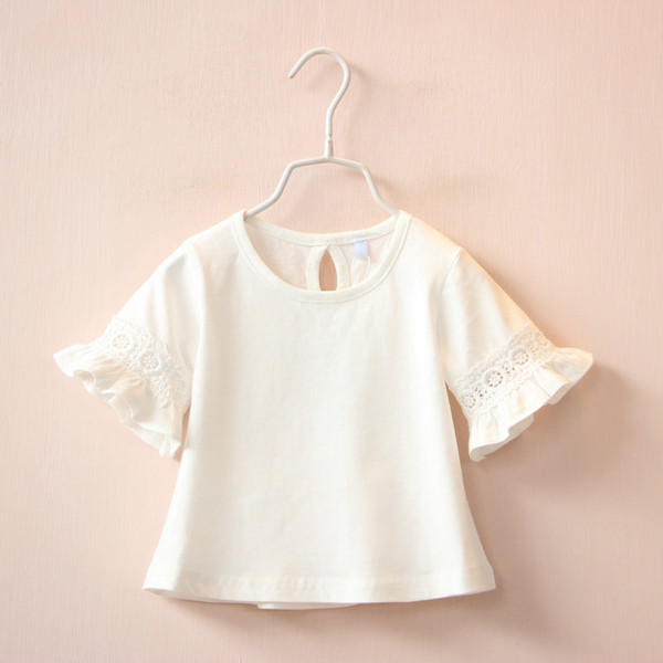 Παιδική μπλούζα για παιδιά σε λευκό και ροζ με δαντέλα