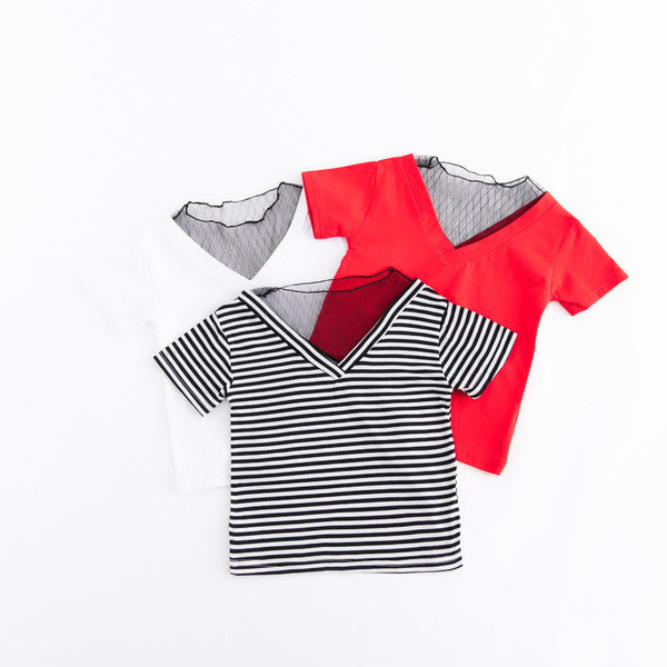 Tricou copii pentru fata cu motive transparente in trei culori