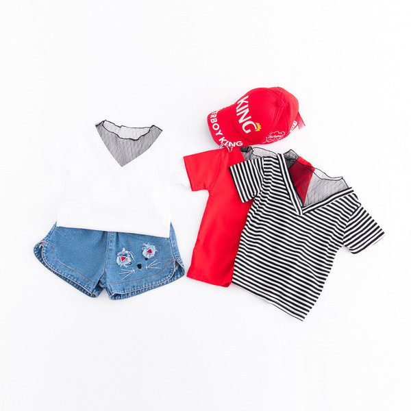 Tricou copii pentru fata cu motive transparente in trei culori