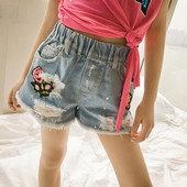 Blugi copii pentru fete cu broderie si elastic