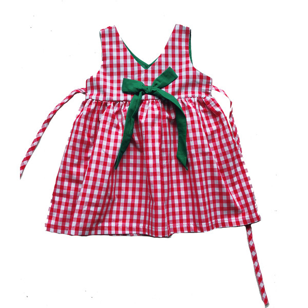 Rochie copii in carouri decupata model si decolteu in V