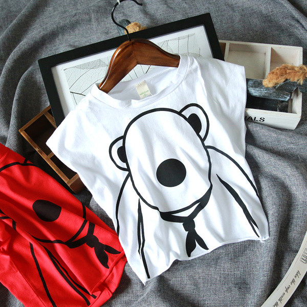 Tricou pentru fete pentru copii in doua culori cu guler si imprimeu in forma de O