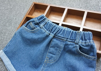 Детски къси дънкови панталони с ластик и джобове