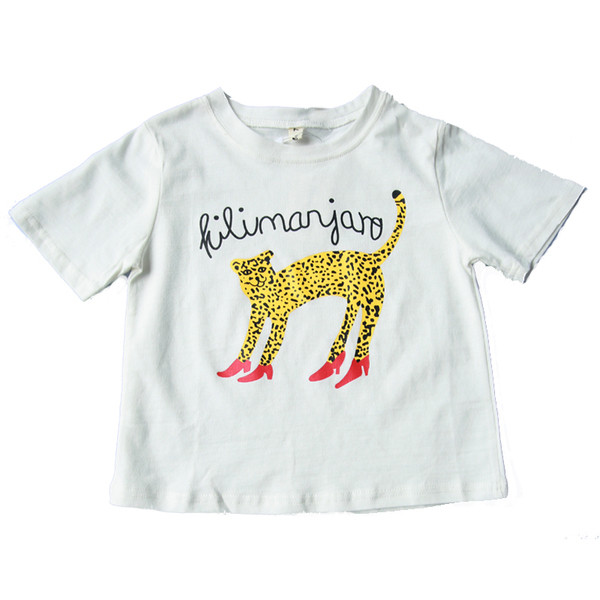 Βαμβακερό μπλουζάκι για κορίτσι με εκτύπωση σε λευκό και μαύρο χρώμα