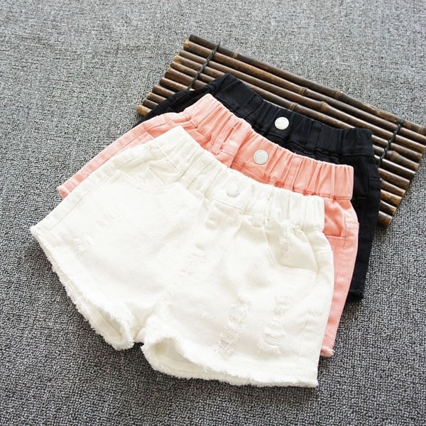 Pantaloni scurti din denim pentru copii in mai multe culori cu elastic si nasturi