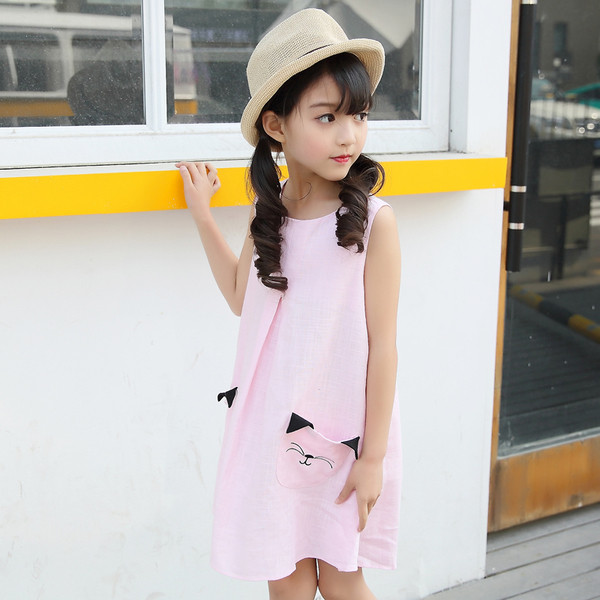 Rochie casual pentru copii cu buzunare in mai multe culori pastelate