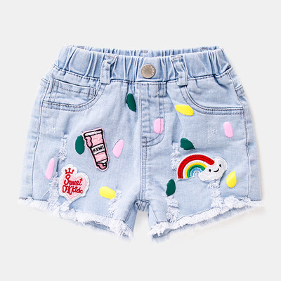 Pantaloni scurți pentru copii cu broderii și motive rupte