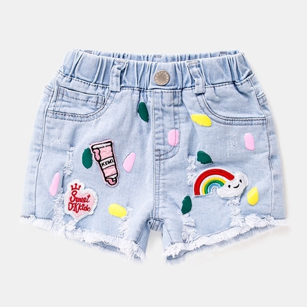 Pantaloni scurți pentru copii cu broderii și motive rupte