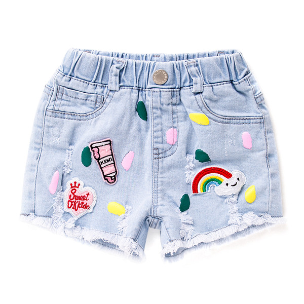 Pantaloni scurți pentru copii cu broderii și motive rupte
