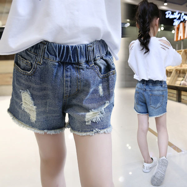 Blugi moderni pentru copii cu motive rupte si elastic