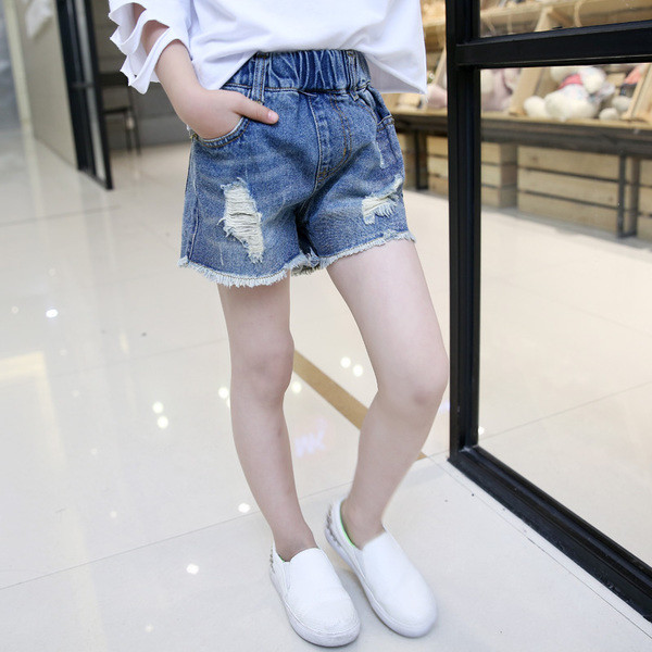 Blugi moderni pentru copii cu motive rupte si elastic