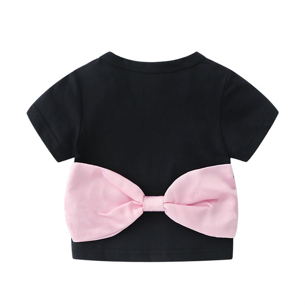 Παιδικό t-shirt για κορίτσια με κορδέλα σε μαύρο και γκρι χρώμα