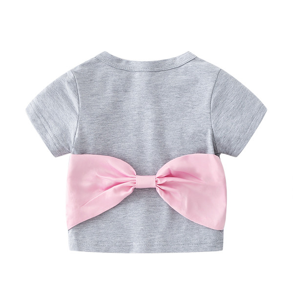 Παιδικό t-shirt για κορίτσια με κορδέλα σε μαύρο και γκρι χρώμα