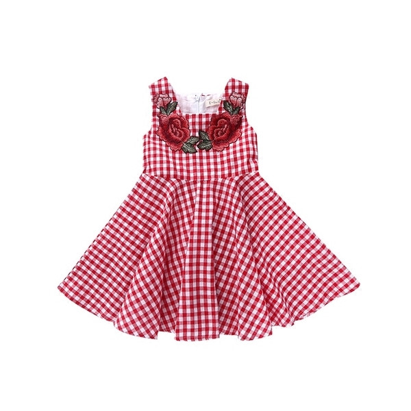 Model elegant de croi rochie pentru copii si broderie colorata in doua culori