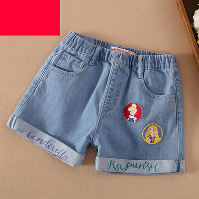 Καθημερινά παιδικά σορτς τζιν για κορίτσια με κεντήματα και κορδόνια