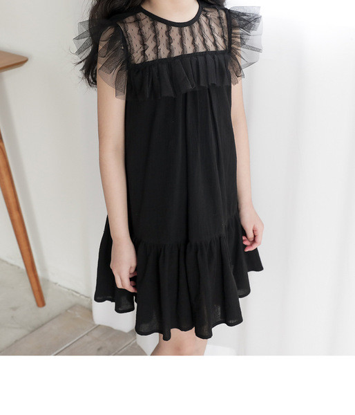 Rochie moderna pentru copii cu tul model lat de culoare neagra