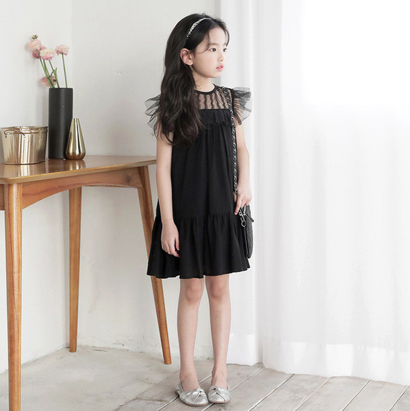 Rochie moderna pentru copii cu tul model lat de culoare neagra