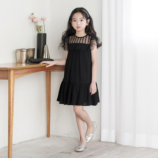 Rochie moderna pentru copii cu tul model lat de culoare neagra