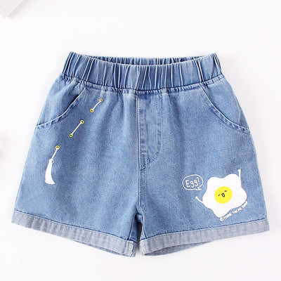 Blugi scurti copii cu aplicatie colorata pentru fete - mai multe modele