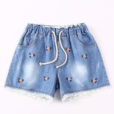 Blugi scurti copii cu aplicatie colorata pentru fete - mai multe modele