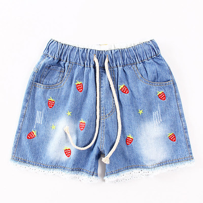 Blugi scurti copii cu aplicatie colorata pentru fete - mai multe modele