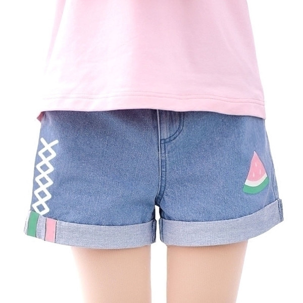 Blugi scurti copii cu aplicatie colorata pentru fete - mai multe modele