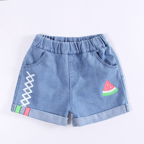 Blugi scurti copii cu aplicatie colorata pentru fete - mai multe modele