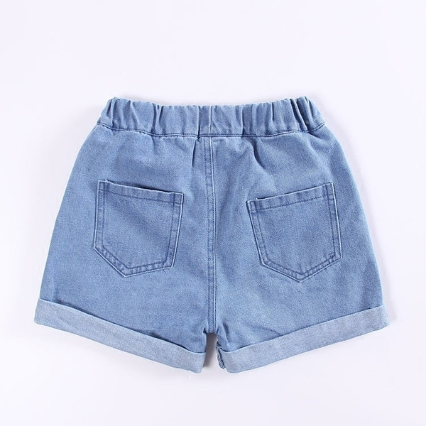 Blugi scurti copii cu aplicatie colorata pentru fete - mai multe modele