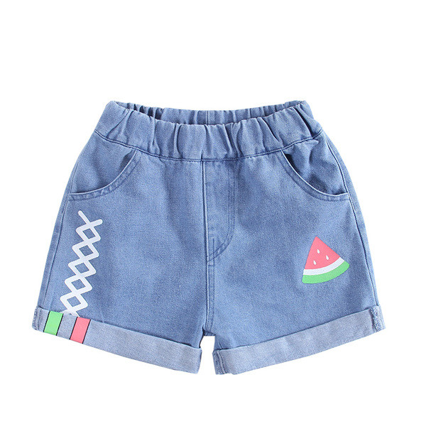 Blugi scurti copii cu aplicatie colorata pentru fete - mai multe modele