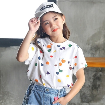 Χρωματιστό  παιδικό μπλουζάκι για κορίτσι O-Neck