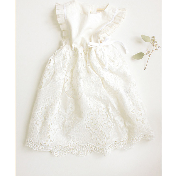 Rochie casual pentru copii cu model croiat din dantela in doua culori