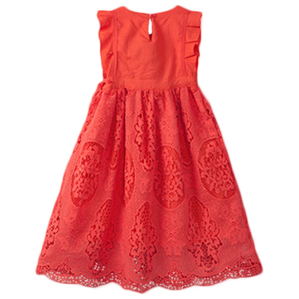 Rochie casual pentru copii cu model croiat din dantela in doua culori