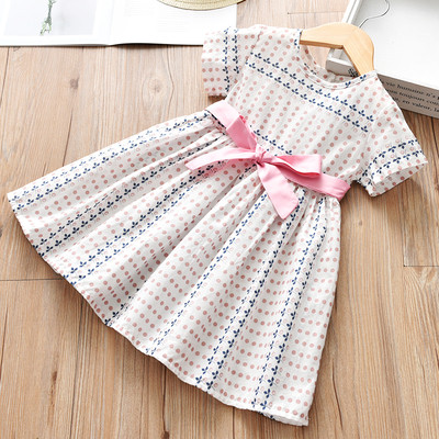 Πολύχρωμο παιδικό φόρεμα  με σατέν κορδέλα σε διάφορα χρώματα