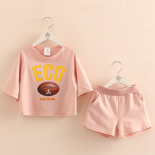 Set copii potrivit pentru baieti si fete in doua culori cu inscriptie si imprimeu