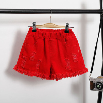 Детски къси дънкови панталони с разкъсани мотиви и ластик в няколко цвята