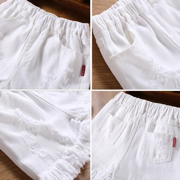 Pantaloni scurți pentru copii cu motive rupte și elastic în mai multe culori