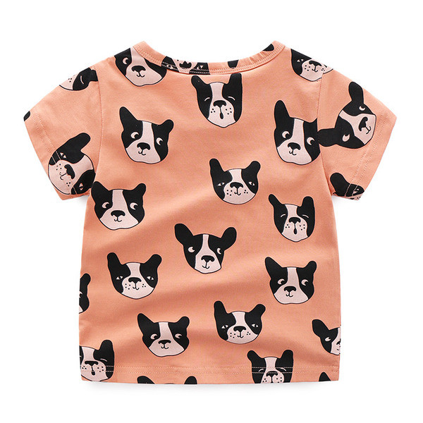 Παιδικό μπλουζάκι με κολάρο σε σχήμα O και ζωική εκτύπωση κατάλληλο για αγόρια και κορίτσια