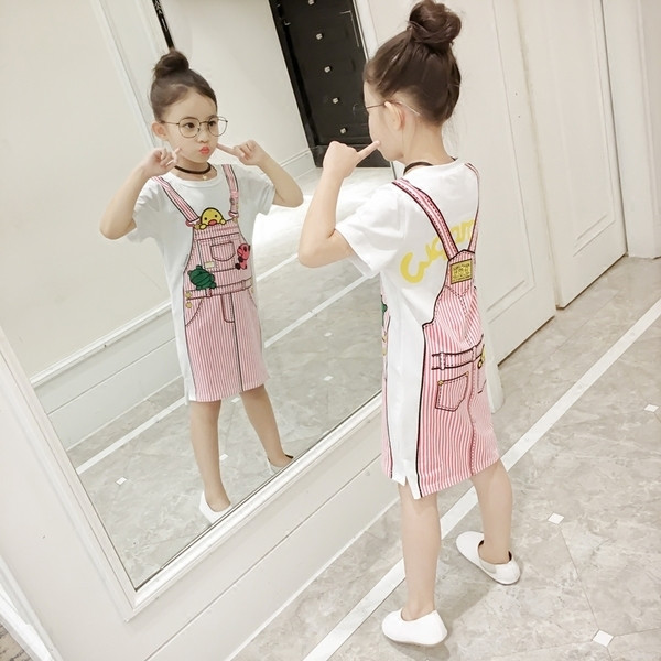 Rochie moderna pentru copii cu aplicatie colorata in doua culori