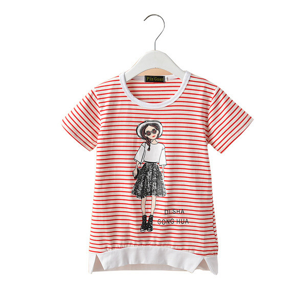 Παιδικό ριγέ μπλουζάκι με τρισδιάστατη εφαρμογή